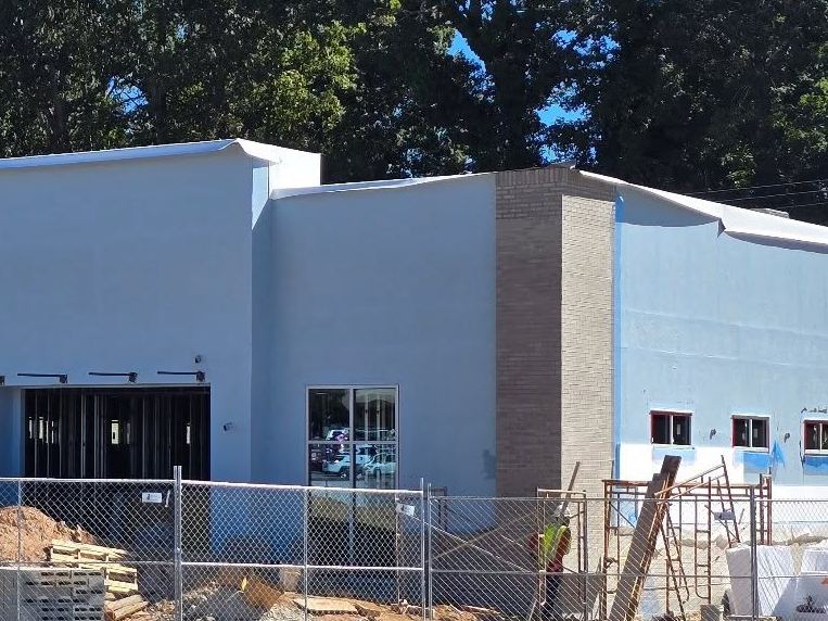 The new urgent care building going up on the finished pad in Easley, SC.